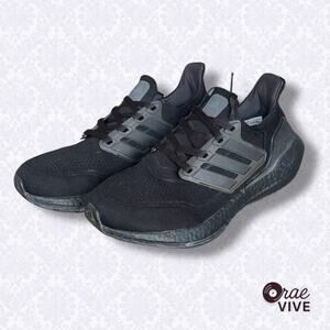 Adidas UltraBoost 21 All Black Triple Black Womens 8.5 Running Shoes